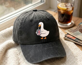Gorra lavada bordada con ganso y Coca-Cola Light, gorro de estilo vintage, gorra para amantes de los refrescos.