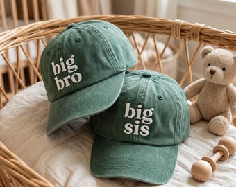 Gorra de béisbol de algodón lavado bordada "Hermano Mayor, Hermana Mayor", regalo para revelar el parentesco entre hermanos.