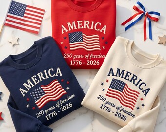 Sudadera bordada del 250 aniversario de Estados Unidos, camiseta del 250 aniversario de EE. UU., camiseta patriótica