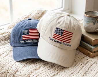 Gorras bordadas personalizadas de EE. UU., gorras personalizadas con la bandera estadounidense, gorras del 4 de julio, gorras patrióticas.