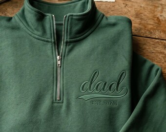Sudadera con cremallera de un cuarto bordada para papá, regalo para papá primerizo, camiseta para el Día del Padre, suéter minimalista para papá.