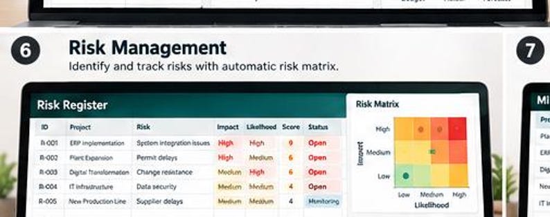 PMO Project Management Dashboard Excel Template | Portfolio, Budget ...