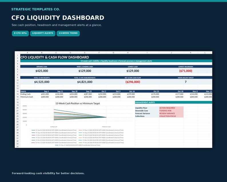 13-week Cash Flow Forecast & CFO Dashboard | Liquidity Management ...