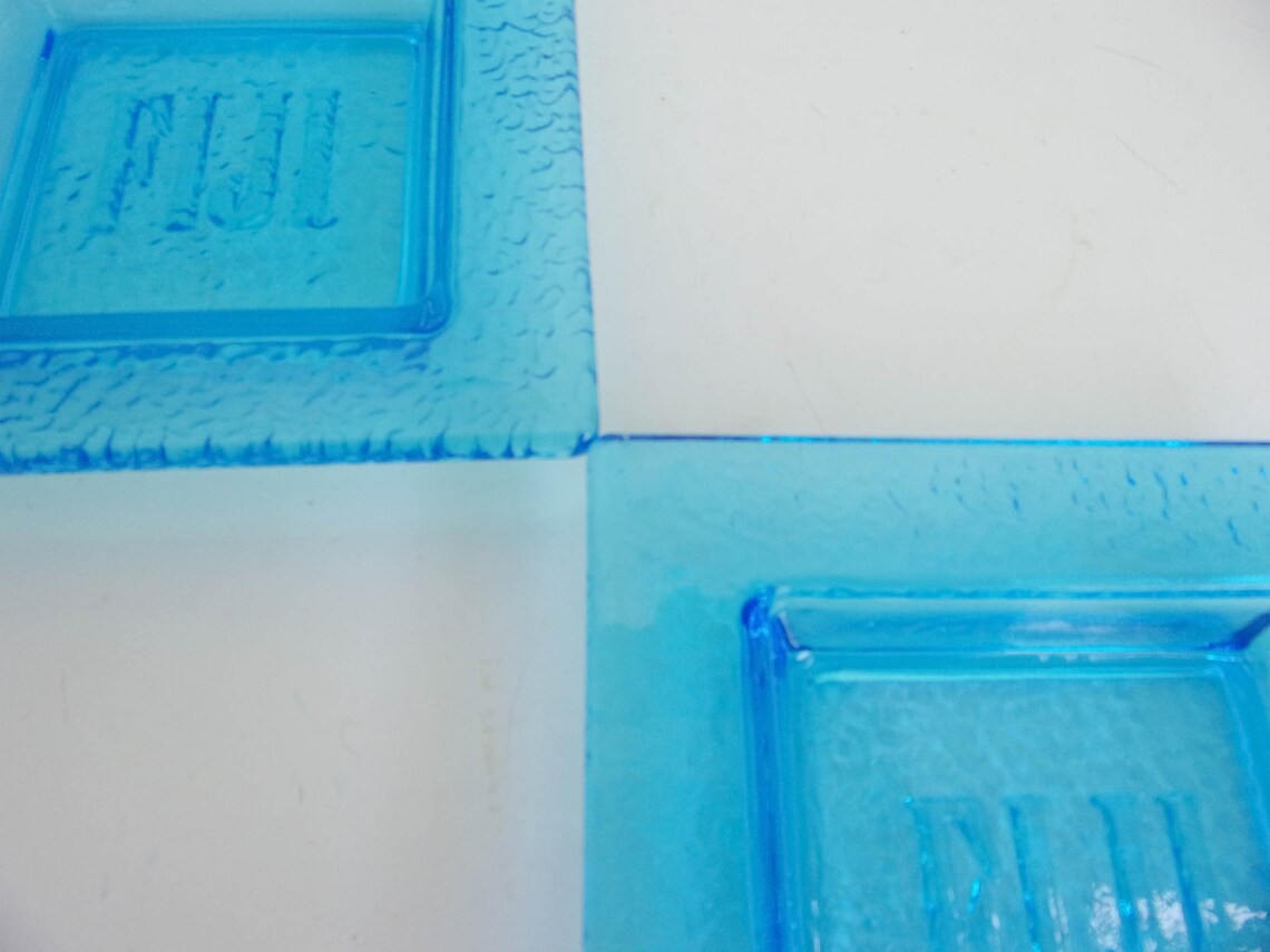2 Contemporary FIJI Aqua Blue Glass Coasters Etsy UK