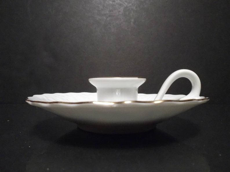 Holiday Candlestick Holder--Gold Trimmed China