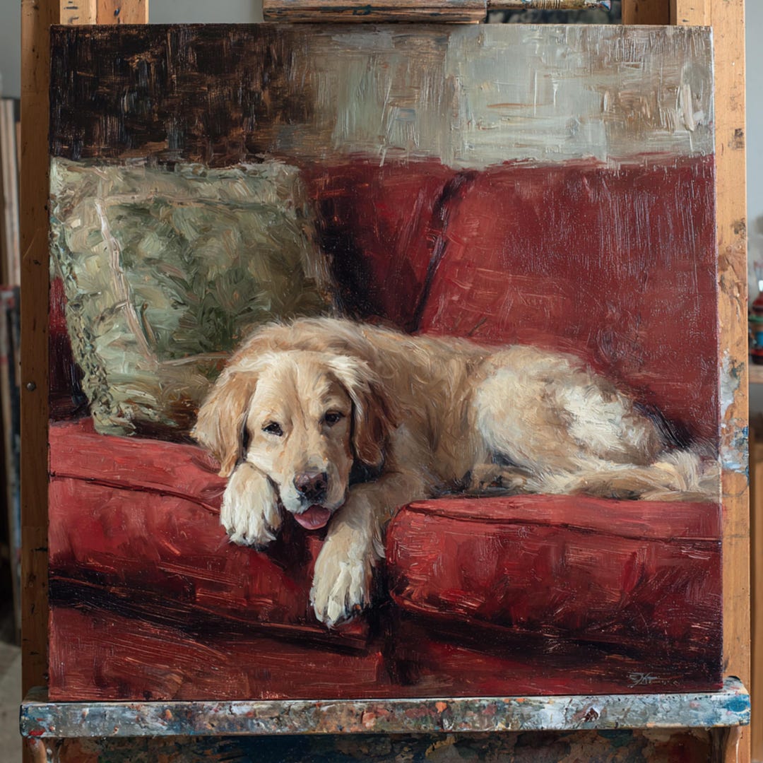 Custom Hand-painted Pet Portrait From Photo Dog Oil Painting on Canvas ...
