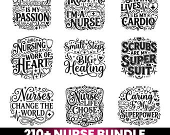 210+ Nurse Svg Mega Bundle, Nurse Quotes Svg, Nurse Life SVG, Doctor Svg, Nurse Heart Svg, Cricut Cut File, PNG PDF Digital Download