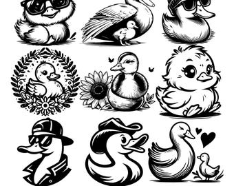 60+ Duck SVG Bundle, Cute Duckling SVG, Funny Duck , Cool Duck with Sunglasses, Cricut Cut File, Printable Clipart PDF