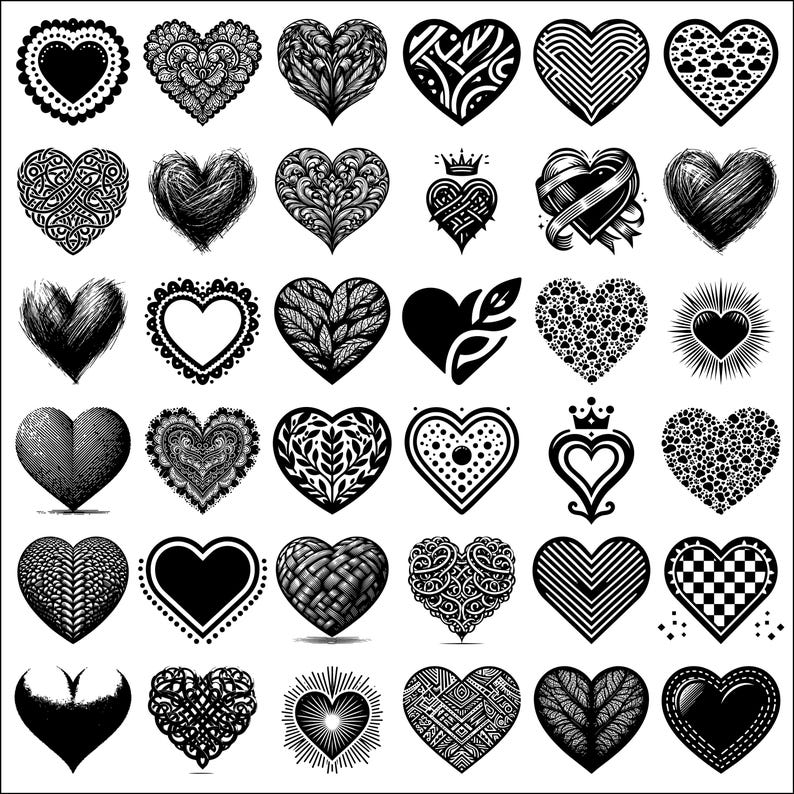 325 Heart SVG Bundle | Doodle, Floral Hand Drawn Hearts SVG PNG Pdf ...