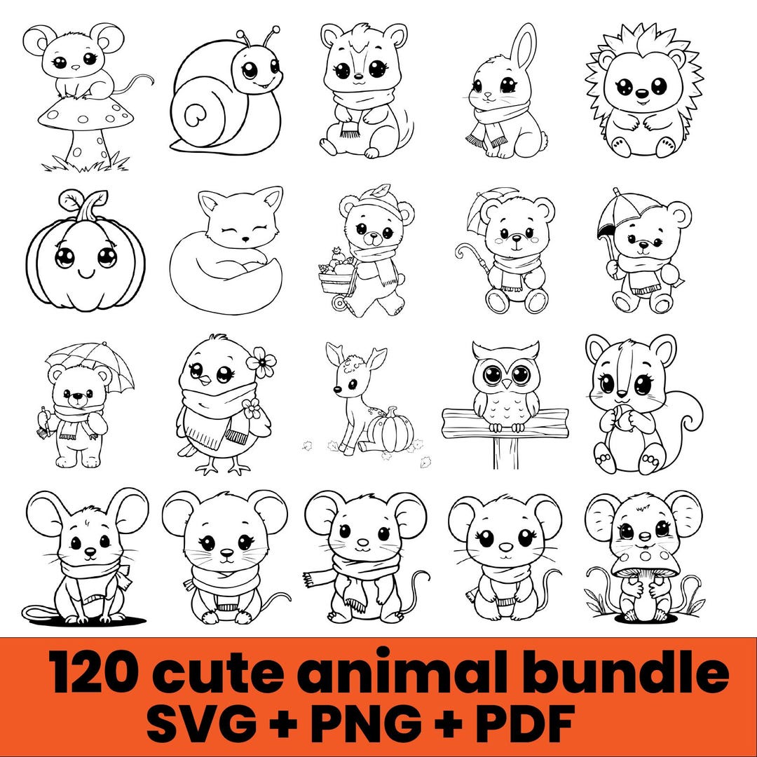 Animals SVG Bundle | 120 Kawaii Animal SVG PNG Pdf| Cricut ...