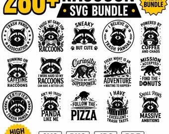 Funny Raccoon SVG Bundle 280+ Designs | Trash Panda Clipart for Cricut & Silhouette | Cute Woodland Animal PNG Cut Files