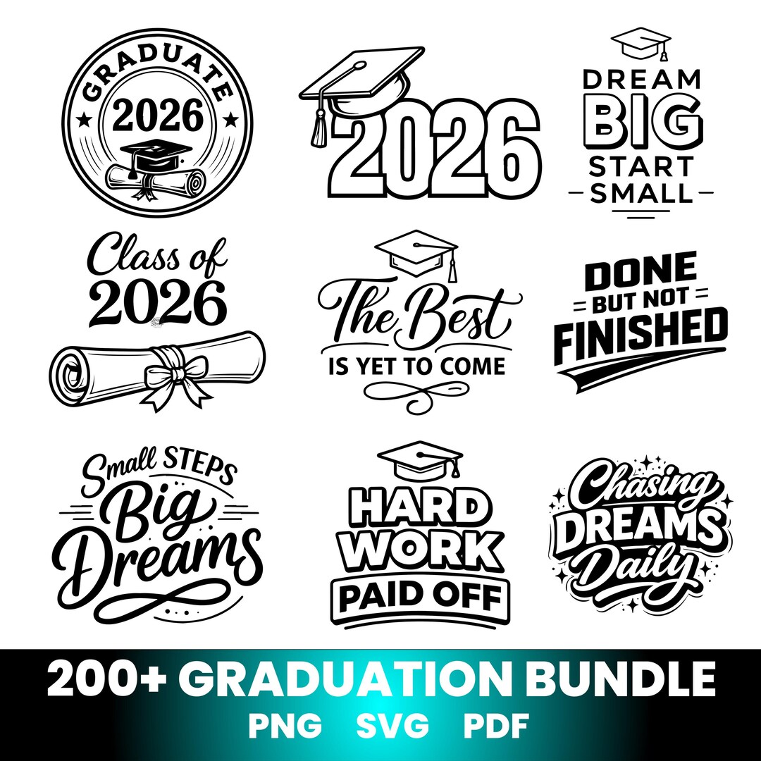 Graduation 2026 SVG Bundle, 200+ Class of 2026 Designs PNG SVG Pdf ...