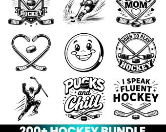 Hockey SVG Bundle 200+ | Hockey Mom PNG | Hockey Quotes SVG | Cricut Cut Files | Pucks and Chill Svg | Hockey Clipart | Sublimation Design