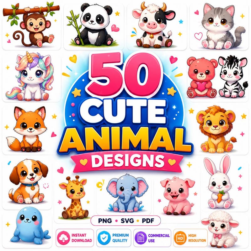 Cute Kawaii Animals. - Etsy