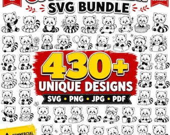 Red Panda SVG Bundle 430+ Cute Animal Clipart, Cricut & Silhouette Cut Files, Laser Engraving PNG JPG Pdf, Nursery Decor  Shirt Design