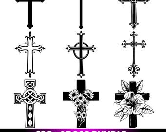 Paquete de más de 200 archivos SVG de cruces, cruces cristianas SVG, archivos SVG religiosos, paquete, imágenes prediseñadas de cruces, archivos de corte de cruces, diseños de fe para Cricut y Silhouette SVG