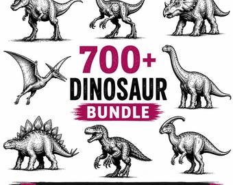 700+ Dinosaur SVG Bundle, T-Rex Cricut Cut Files, Kids Birthday SVG, Cute Dino Nursery Art, Commercial Use, Instant Download SVG Png Dxf Eps