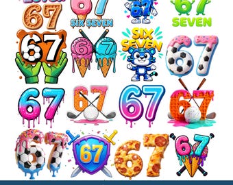 Paquete SVG de memes Six Seven 67: diseños virales divertidos de manos y esqueletos, archivos de corte digitales de moda para Cricut Silhouette 67, diseños SVG de Halloween