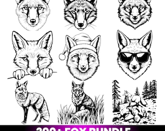Paquete de más de 200 imágenes SVG de zorros / Imágenes prediseñadas de zorros / Zorros lindos SVG / Contorno de zorro / Archivos de corte para Cricut / Animales del bosque SVG / Diseño de sublimación de animales lindos