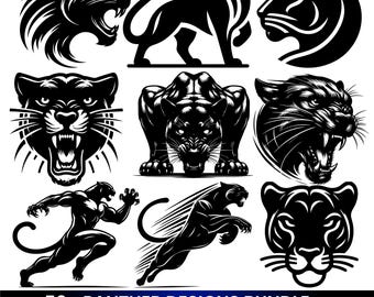 Más de 50 diseños de panteras SVG / Diseños de gatos salvajes / Clipart de mascota pantera / Logotipo de animal SVG PNG PDF / Descarga instantánea