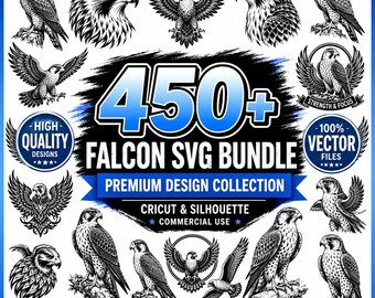 450+ Falcon SVG Bundle, Falcon Silhouette Clipart, Bird of Prey SVG, Wildlife Cut Files for Cricut, Silhouette & Laser"