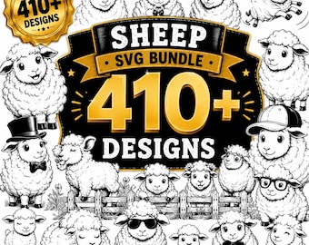410+ Sheep SVG Bundle, Cute Cartoon Lamb & Farm Animal Clipart, Peeking Sheep SVG, Funny Sheep PNG, Cricut Silhouette Cut Files Dxf Eps