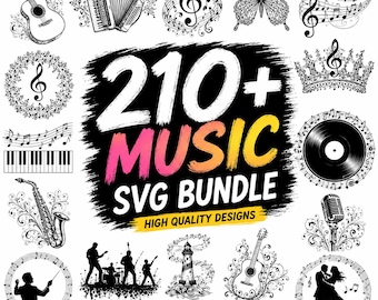 210+ Music SVG Bundle, Music Notes Svg, Musical Instruments Svg, Guitar Svg, Treble Clef Svg, Cricut & Silhouette Cut Files, Digital File