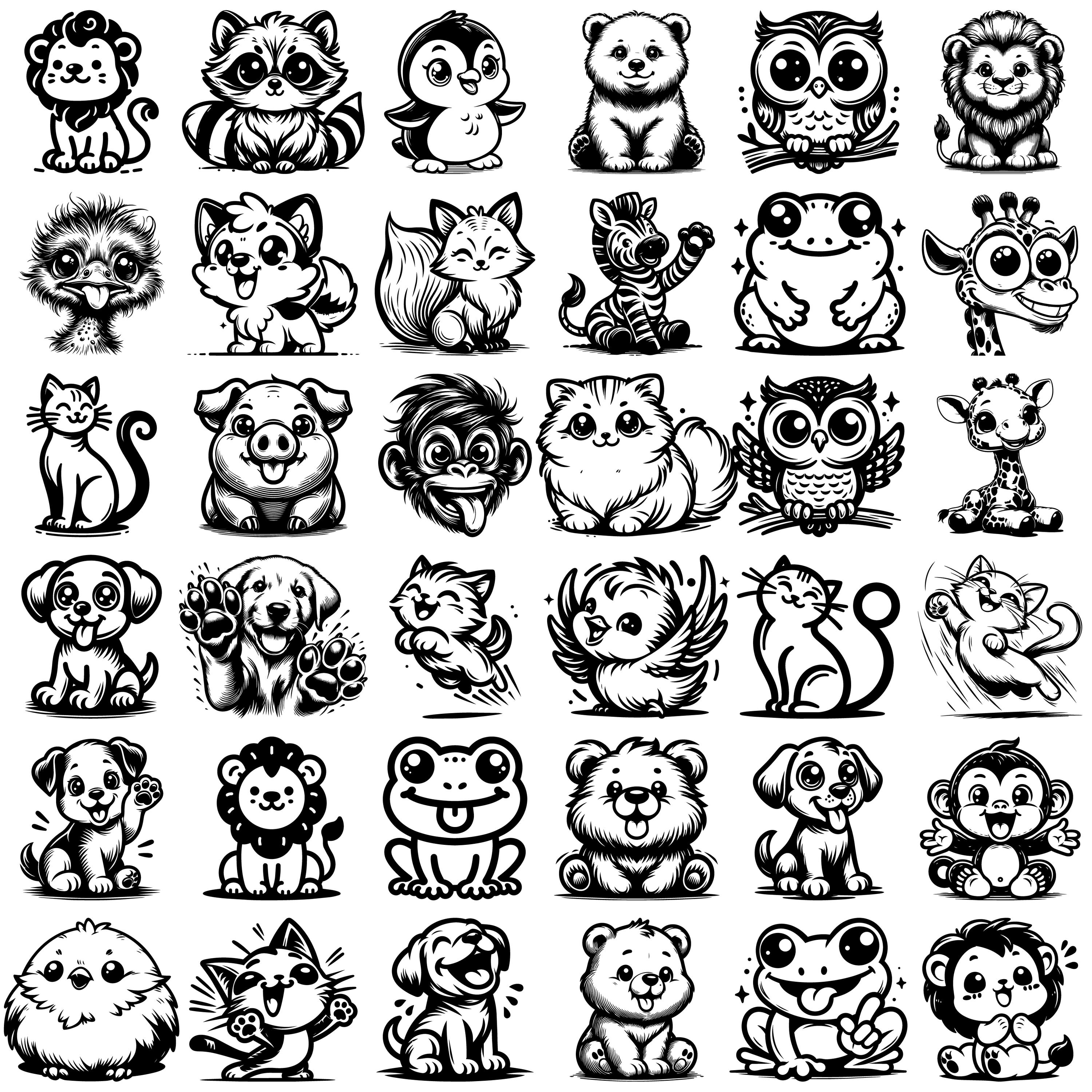 150+ Funny Cute Animals SVG PNG Bundle | Cartoon Baby Animal Clipart ...