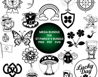 Paquete de más de 700 archivos SVG para el Día de San Patricio, SVG de trébol de la suerte, imágenes prediseñadas de duendes, PNG de trébol, archivos Cricut para el Día de San Patricio, sublimación para el Día de la Suerte
