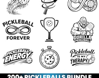 Pickleball SVG Bundle, 200+ Pickleball Designs PNG SVG Pdf, Cricut Cut Files, Funny Pickleball Shirt Designs, Paddle Sport Digital Download