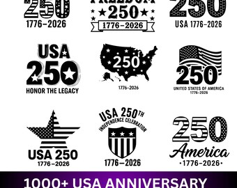 USA 250th Anniversary SVG Bundle ,America 250 Png Files, Patriotic USA Flag Designs, 1776-2026 Independence Day Cricut Cut Files, 4th July
