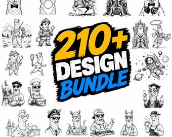 210+ Llama SVG Bundle, Funny Alpaca Clipart, Farm Animal Nursery Decor, Cricut Silhouette Glowforge Laser Cut File PNG DXF eps