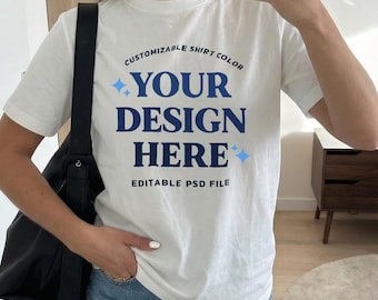 T-Shirt Mockup Pack | Female Oversize T-Shirt | Editable PSD + PNG Images | 20 Shirt Colors |