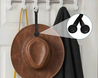 Magnetic Cowboy Hat Clip, Leather Car Hat Holder with Strong Magnets - Universal Truck & SUV Headrest Hook for Hats, Gift for Him, Dad, Son