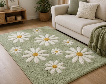 Hand Tufted Wool Rug, Abstract Pebble Design, Modern Boho Carpet