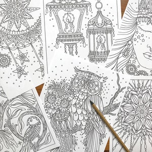 PDF coloring pages, Winter season 2, set of 6 pages
