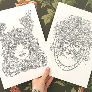 PDF  coloring pages, Ritual, set of 2 pages