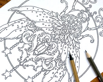 PDF  coloring page, Bewinged, 1 page