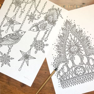 PDF coloring pages, Winter season 1, set of 6 pages image 4