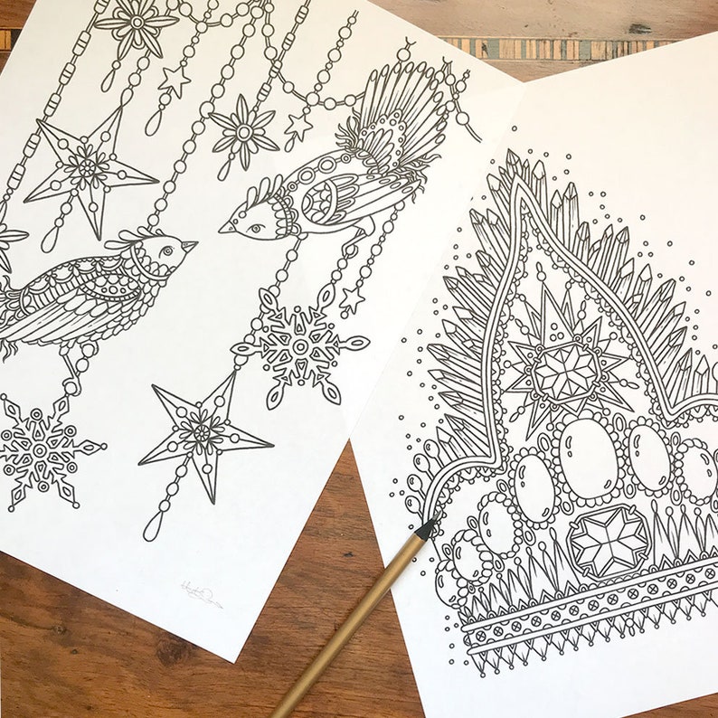 PDF coloring pages, Winter season 1, set of 6 pages image 4