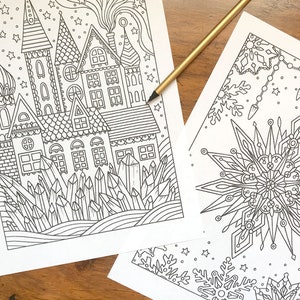 PDF coloring pages, Winter season 1, set of 6 pages image 5