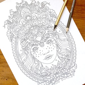 PDF  coloring page, Queen of the sea, 1 page