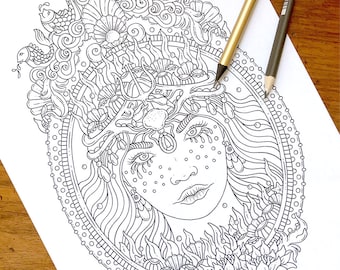 PDF  coloring page, Queen of the sea, 1 page