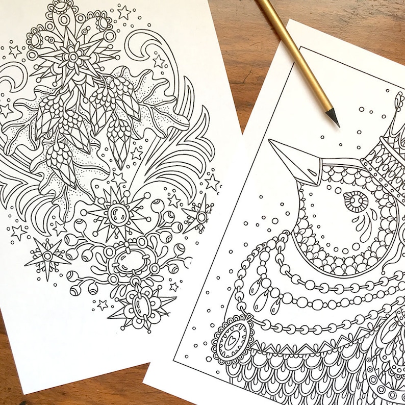 PDF coloring pages, Winter season 1, set of 6 pages image 6