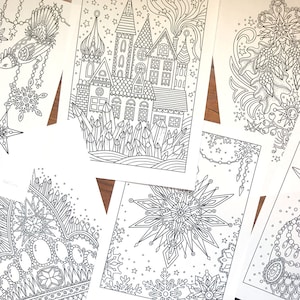 PDF coloring pages, Winter season 1, set of 6 pages