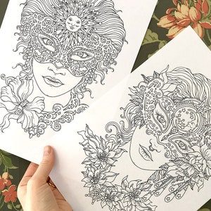 PDF  coloring pages, Sun and Moon, set of 2 pages