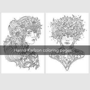 PDF coloring pages, Flower tattoos, set of 2 pages image 3