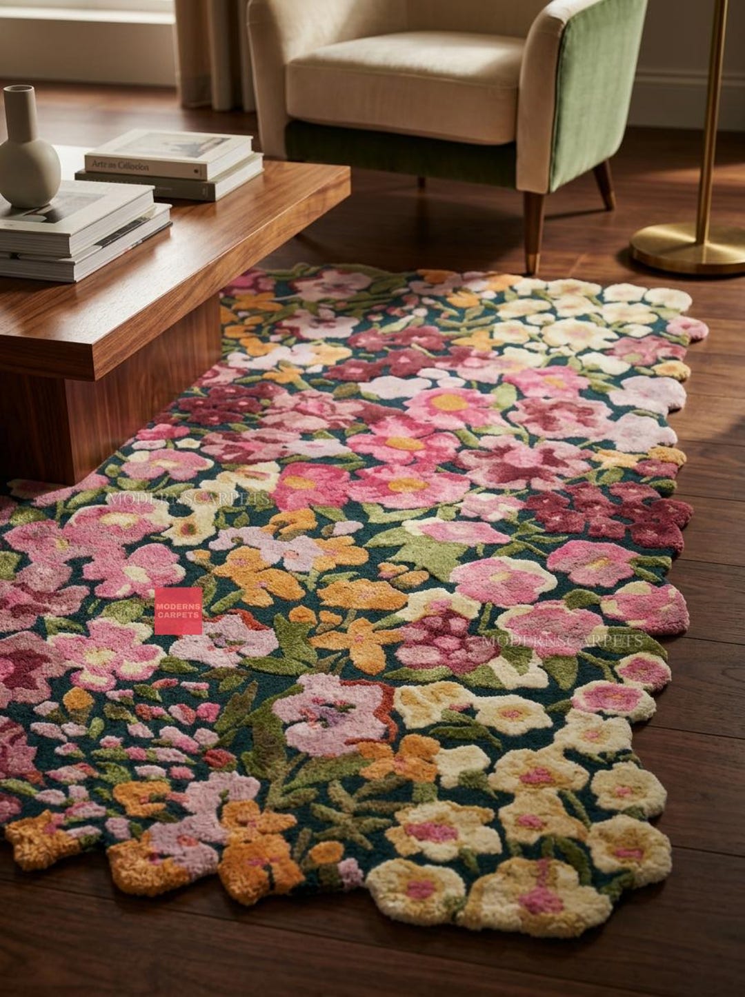 Cassia Hand Tufted Wool Blend Floral Rug Multi Color Area Rug 8x10, 9 X ...