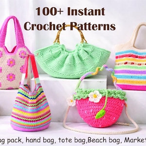50+ Crochet Bag & Pouch Patterns Mega Bundle: Boho, Modern, Vintage Styles PDF Instant Download