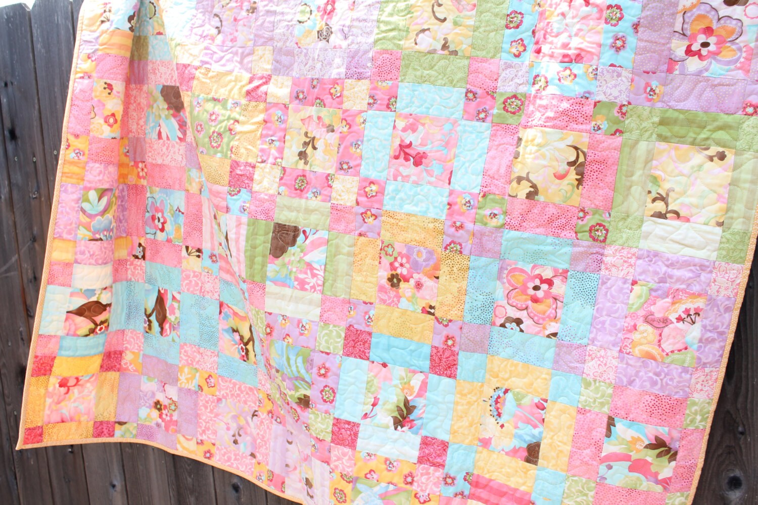 Baby Quilt Toddler Child Quilt Handmade Patchwork Floral Moda Fabric